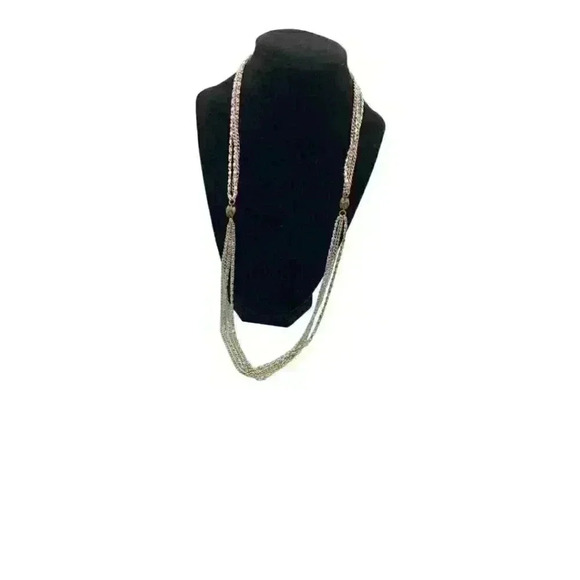 Silvertone long necklace-26 inches chain with beads - Picture 1 of 5